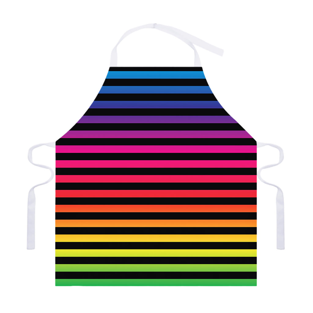 Rainbow Striped Pattern Print Adjustable Apron