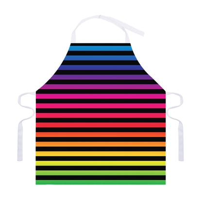 Rainbow Striped Pattern Print Adjustable Apron