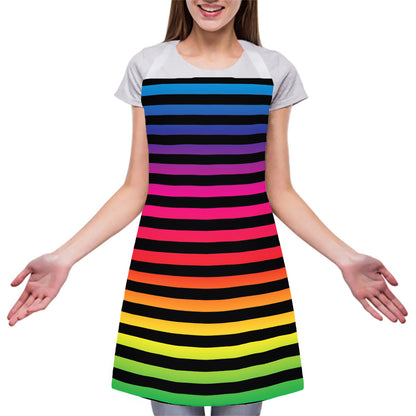 Rainbow Striped Pattern Print Adjustable Apron