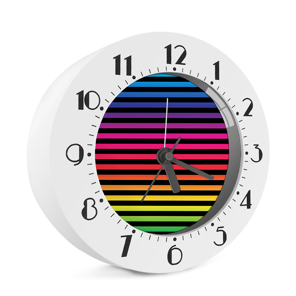 Rainbow Striped Pattern Print Alarm Clock