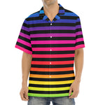 Rainbow Striped Pattern Print Aloha Shirt