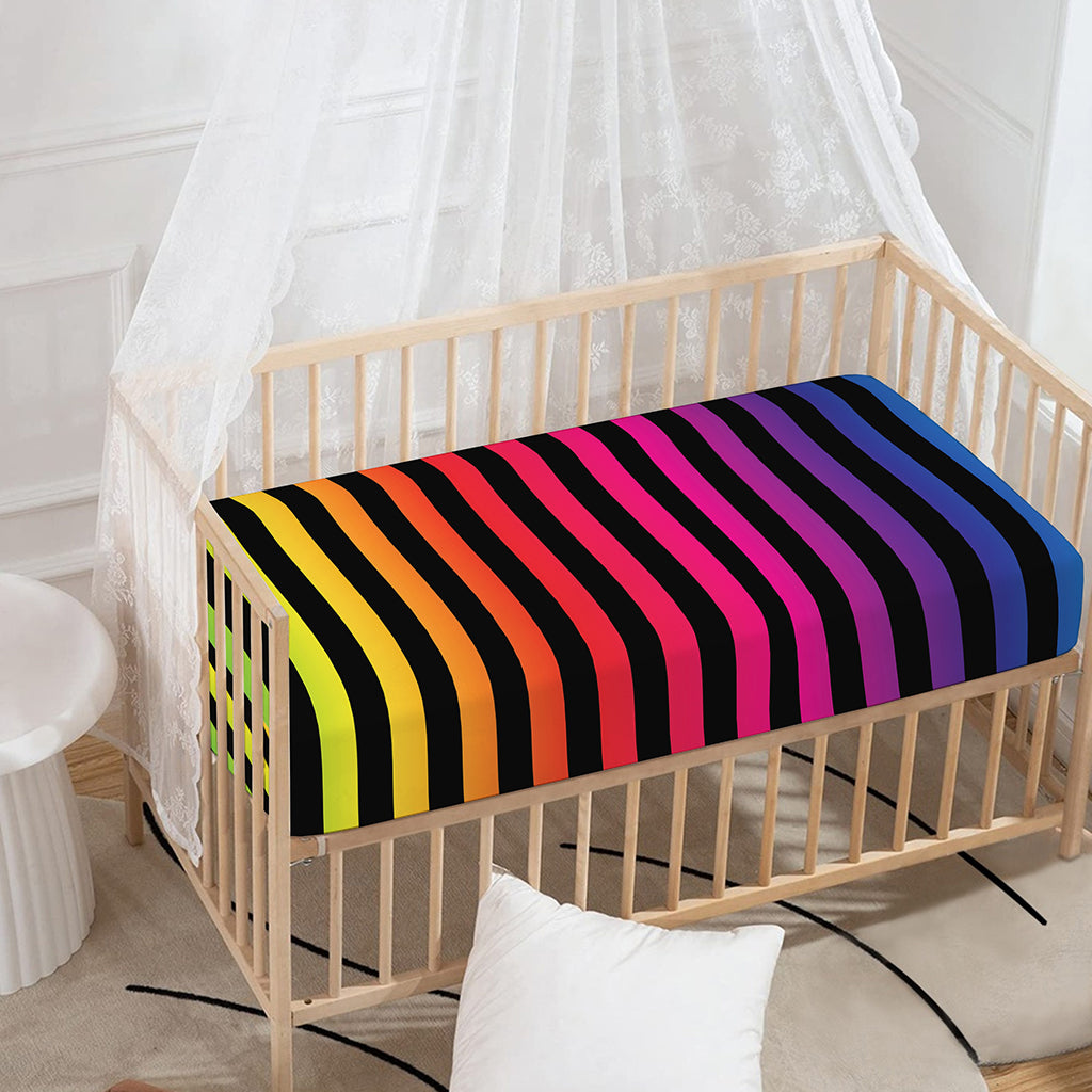 Rainbow Striped Pattern Print Baby Crib Sheet