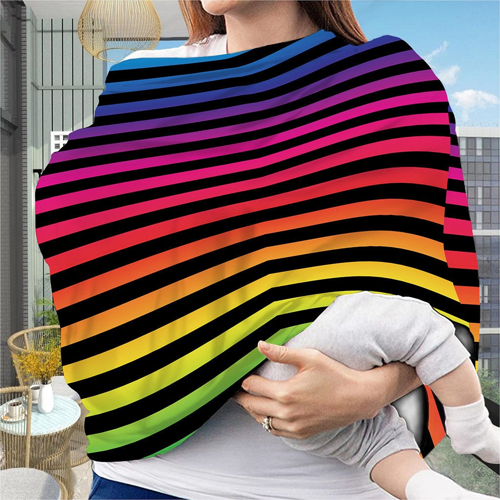 Rainbow Striped Pattern Print Baby Seat Cover