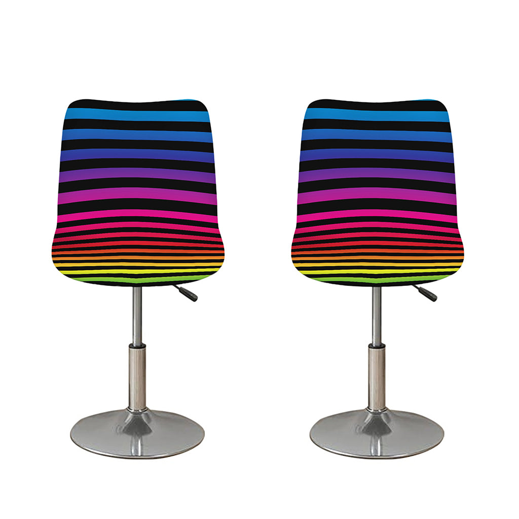 Rainbow Striped Pattern Print Bar Stool Covers