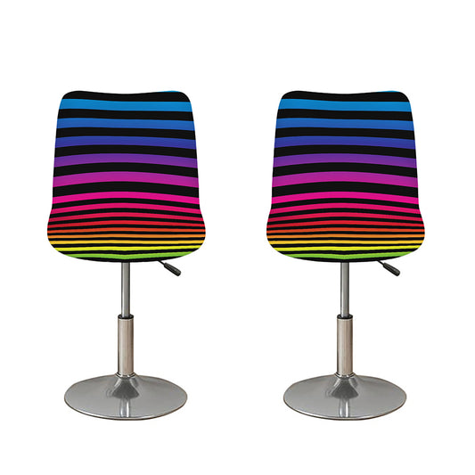 Rainbow Striped Pattern Print Bar Stool Covers