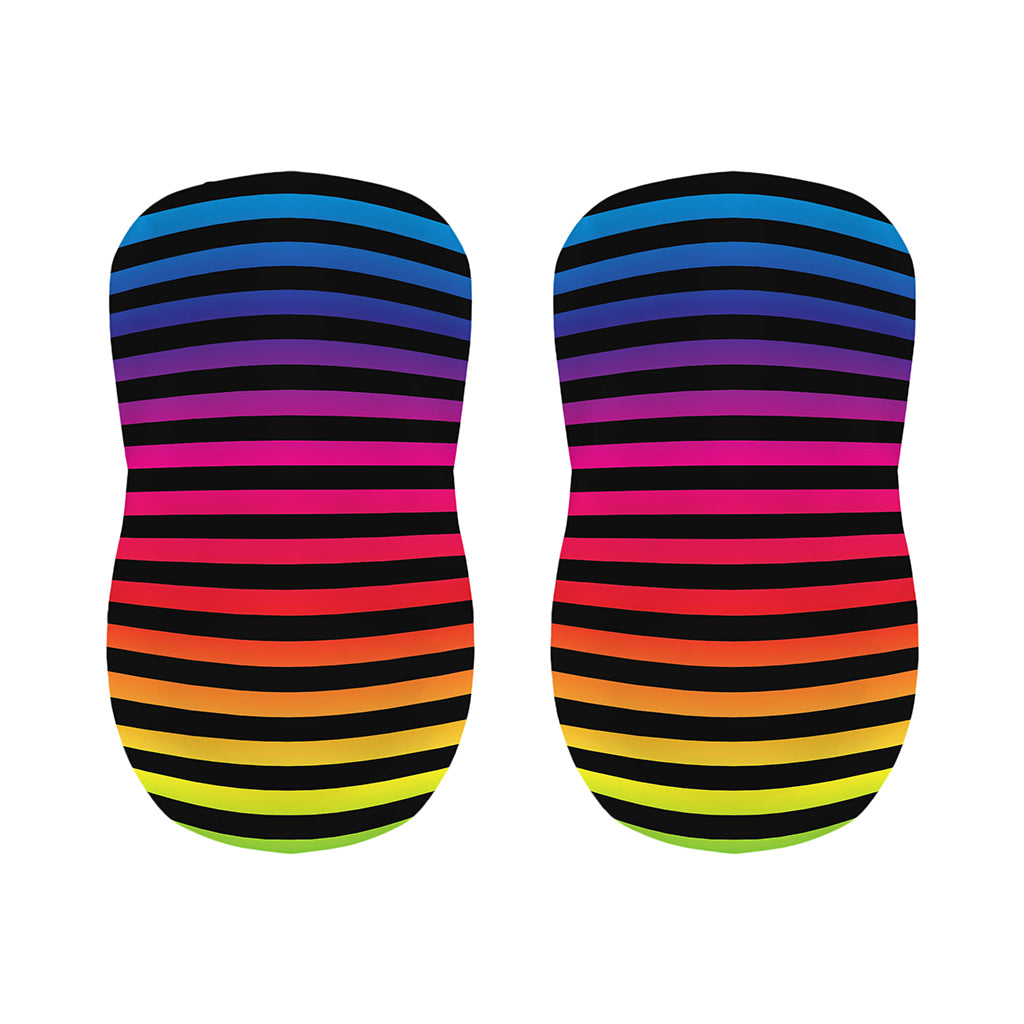 Rainbow Striped Pattern Print Bar Stool Covers