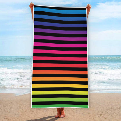 Rainbow Striped Pattern Print Beach Towel