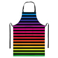 Rainbow Striped Pattern Print Bib Apron With Pocket