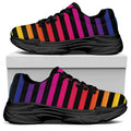 Rainbow Striped Pattern Print Black Chunky Shoes