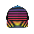 Rainbow Striped Pattern Print Black Mesh Trucker Hat