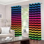 Rainbow Striped Pattern Print Blackout Grommet Curtains