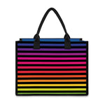 Rainbow Striped Pattern Print Canvas Tote Bag