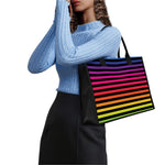 Rainbow Striped Pattern Print Canvas Tote Bag