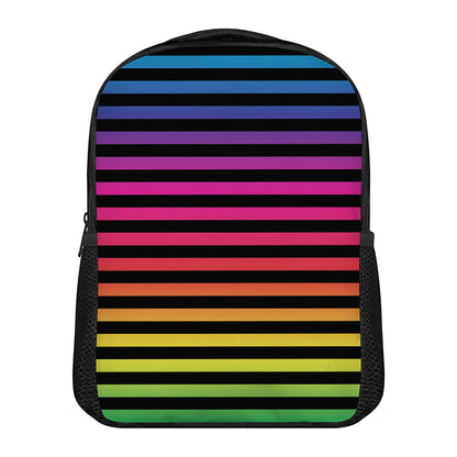 Rainbow Striped Pattern Print Casual Backpack