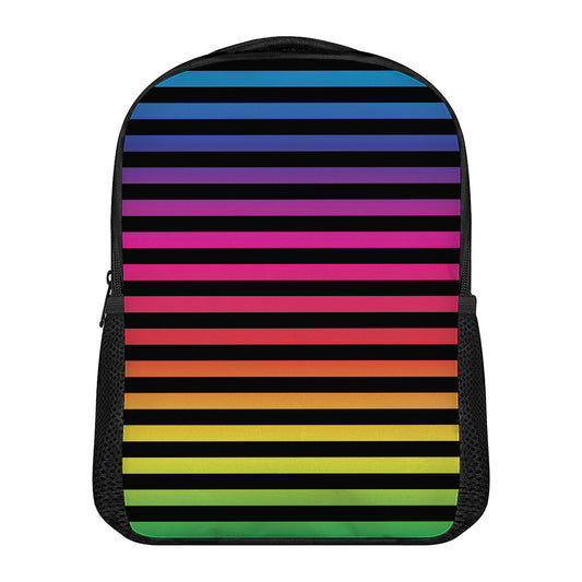 Rainbow Striped Pattern Print Casual Backpack