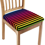 Rainbow Striped Pattern Print Chair Cushion Cover