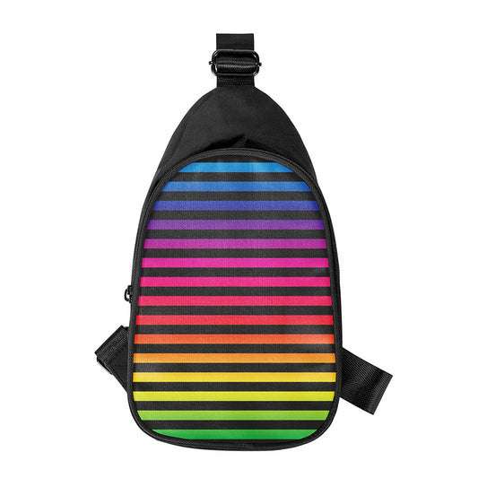 Rainbow Striped Pattern Print Chest Bag