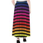 Rainbow Striped Pattern Print Chiffon Maxi Skirt