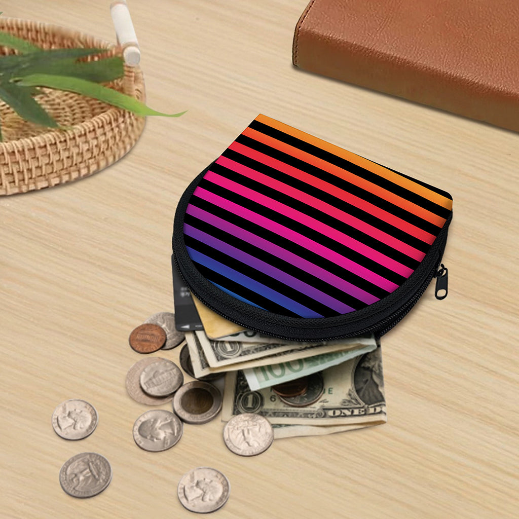 Rainbow Striped Pattern Print Coin Purse