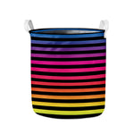 Rainbow Striped Pattern Print Collapsible Laundry Basket