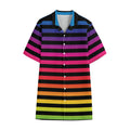 Rainbow Striped Pattern Print Cotton Hawaiian Shirt