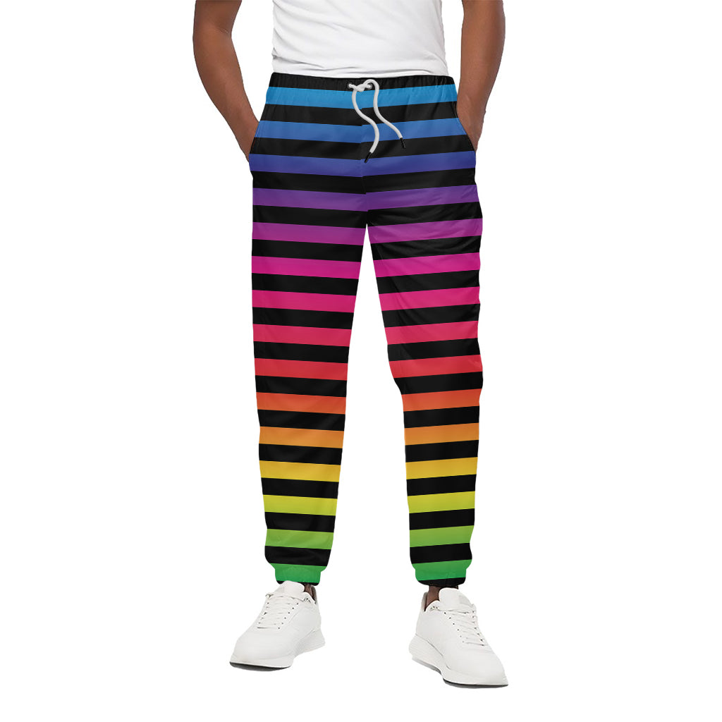 Rainbow Striped Pattern Print Cotton Pants