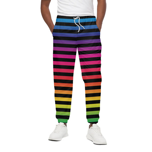 Rainbow Striped Pattern Print Cotton Pants