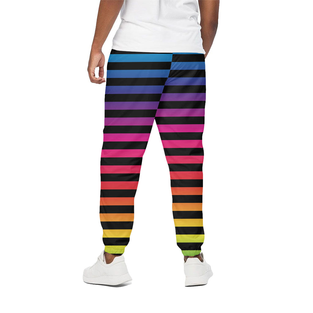 Rainbow Striped Pattern Print Cotton Pants