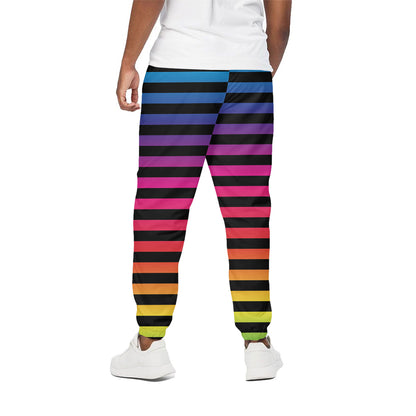 Rainbow Striped Pattern Print Cotton Pants