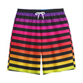 Rainbow Striped Pattern Print Cotton Shorts