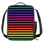 Rainbow Striped Pattern Print Crossbody Lunch Bag