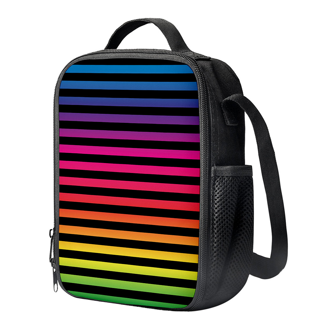 Rainbow Striped Pattern Print Crossbody Lunch Bag