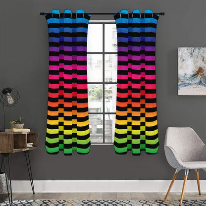 Rainbow Striped Pattern Print Curtain
