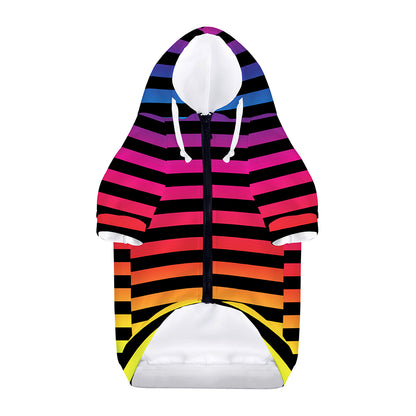 Rainbow Striped Pattern Print Dog Zip Up Hoodie