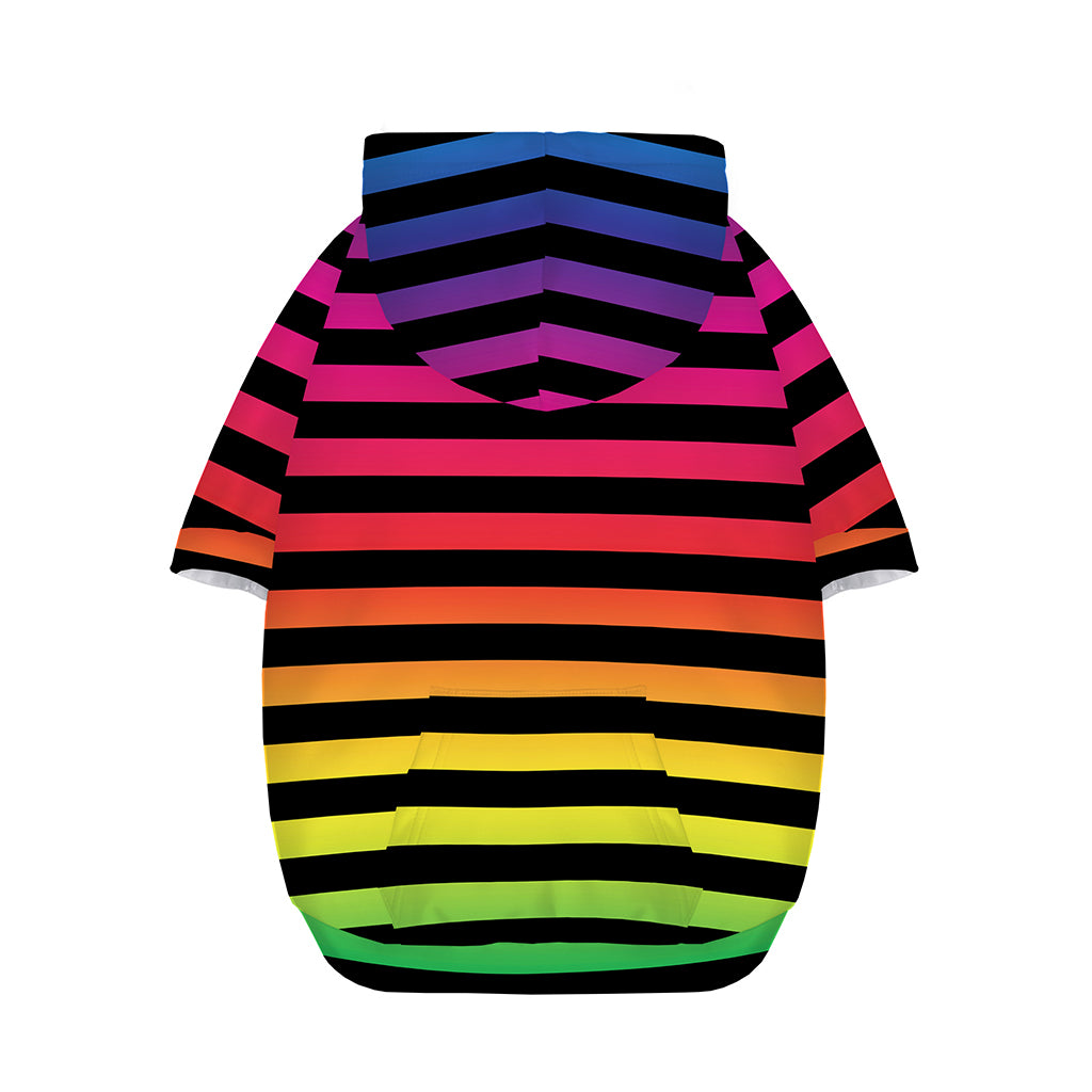 Rainbow Striped Pattern Print Dog Zip Up Hoodie