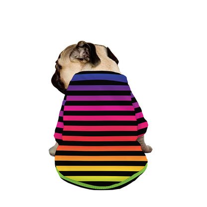 Rainbow Striped Pattern Print Dog Zip Up Jacket