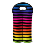 Rainbow Striped Pattern Print Double Neoprene Wine Tote