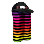 Rainbow Striped Pattern Print Double Neoprene Wine Tote