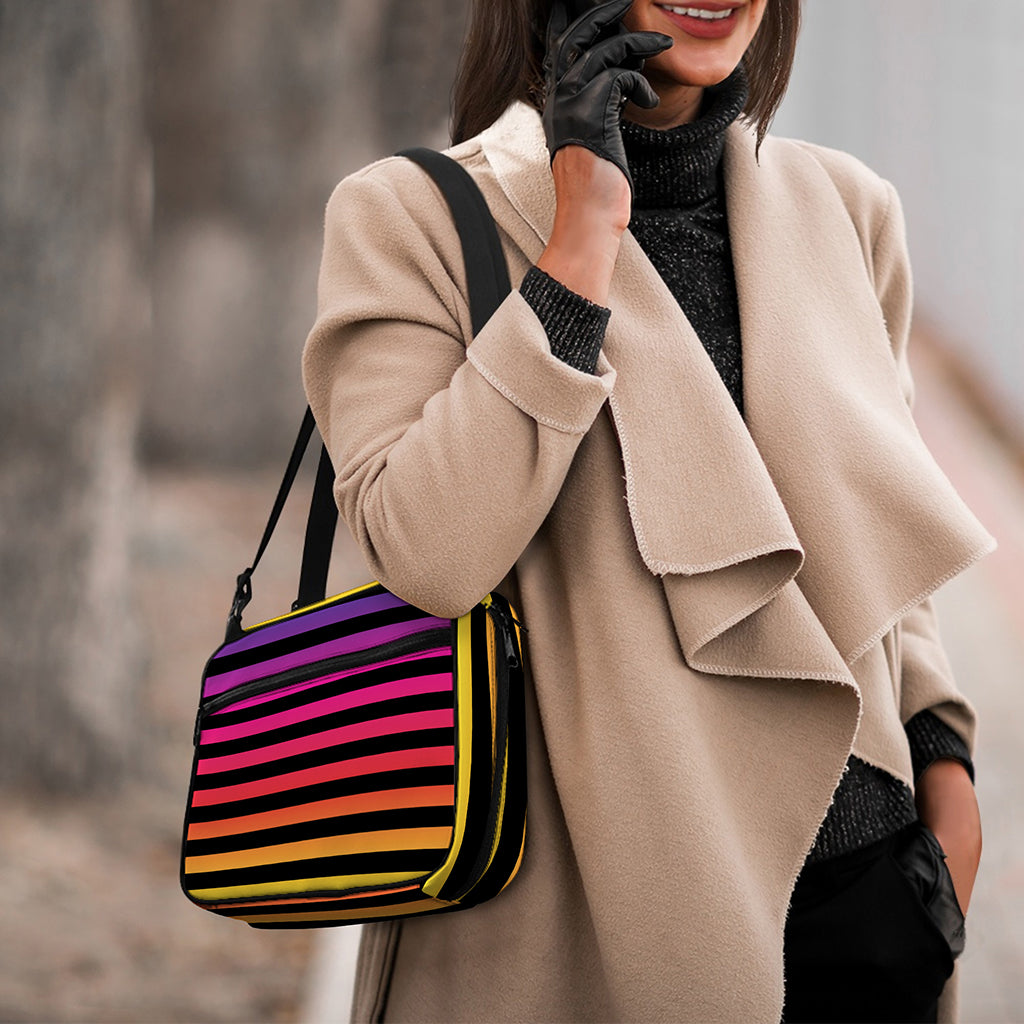 Rainbow Striped Pattern Print Double Strap Bible Bag