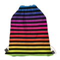 Rainbow Striped Pattern Print Drawstring Bag