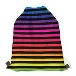 Rainbow Striped Pattern Print Drawstring Bag