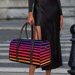 Rainbow Striped Pattern Print Duffle Bag