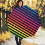 Rainbow Striped Pattern Print Foldable Umbrella