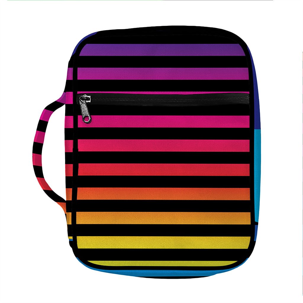 Rainbow Striped Pattern Print Front Pocket Bible Bag