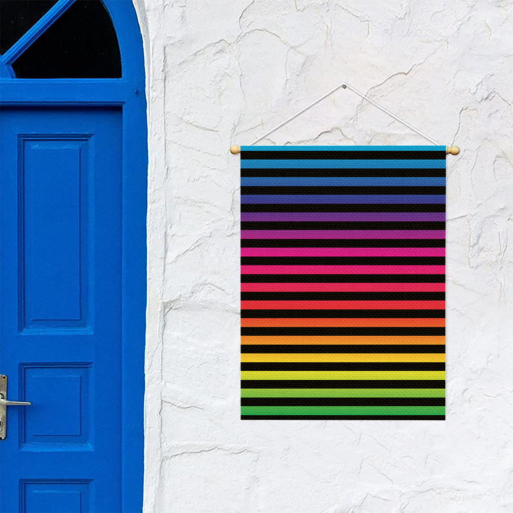 Rainbow Striped Pattern Print Garden Flag