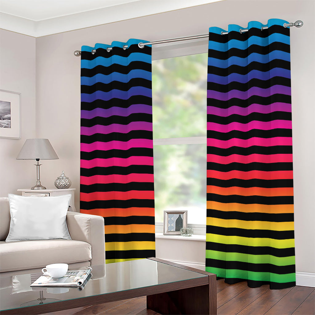 Rainbow Striped Pattern Print Grommet Curtains