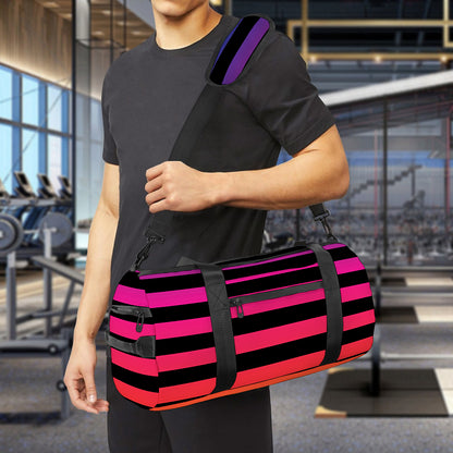 Rainbow Striped Pattern Print Gym Bag