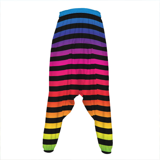 Rainbow Striped Pattern Print Hammer Pants