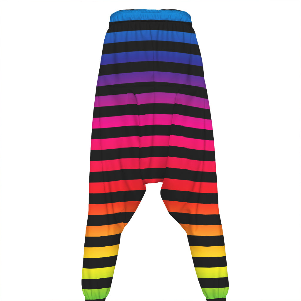 Rainbow Striped Pattern Print Hammer Pants