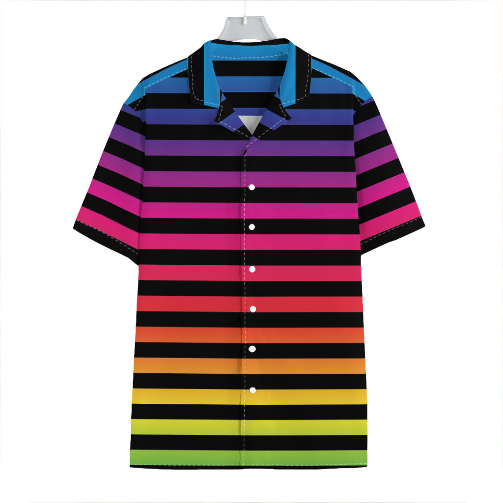 Rainbow Striped Pattern Print Hawaiian Shirt